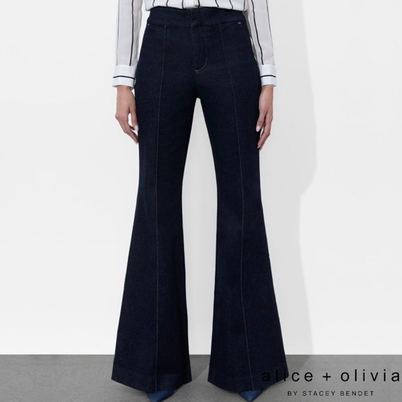 Alice + Olivia Navy Flare Jeans - Picture 4 of 5